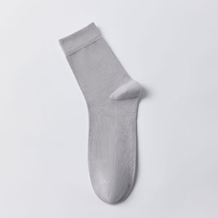 Men's Spring Autumn Sweat-Absorbent Antibacterial Solid Color Long-Tube Cotton Socks