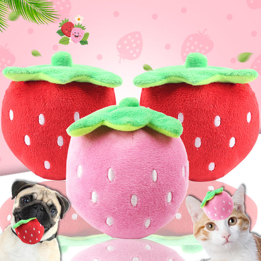 Wholesale Strawberry Sounding Plush Toy Dog Toy Cat Toy Pet Supplies