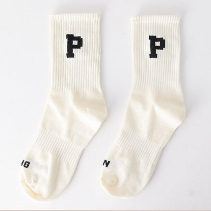 Wholesale Women's Autumn Winter Letter Sports Socks Mid-calf Socks 