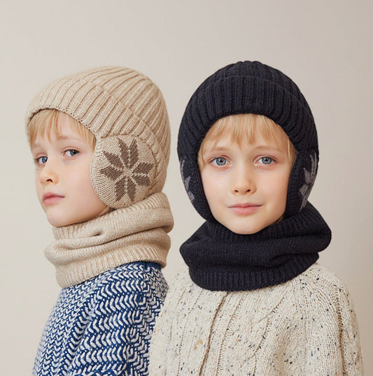 Wholesale Children's Hat Winter Velvet Scarf Set Knitted Hat Warm Ear Protection