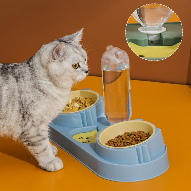 Pet Cat Bowl Automatic Drinking Dog Food Bowl Feeding Double Bowl Pet Cat Neck Protection Bowl