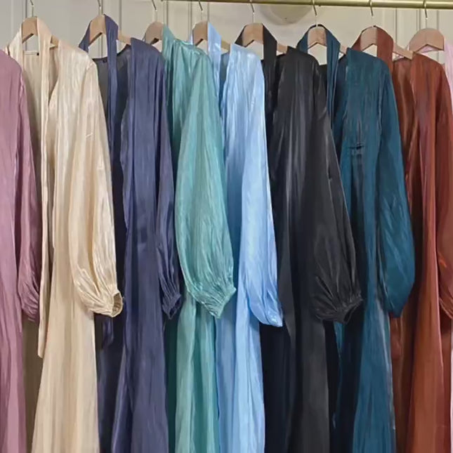 Muslim Robe Shiny Satin Cardigan Islamische Kostüme