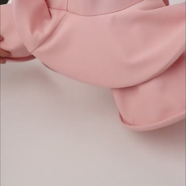 Falda de fiesta con volantes irregulares rosa de cintura alta elástica de sirena para mujer