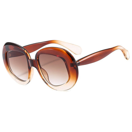 Women's Outdoor Driving Retro Sun Protection Trendy Fashion Color Matching Large Frame Sunglasses 