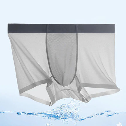 Wholesale Men's Traceless Underwear Quick-drying Antibacterial Mesh Ice Silk Boxer Briefs