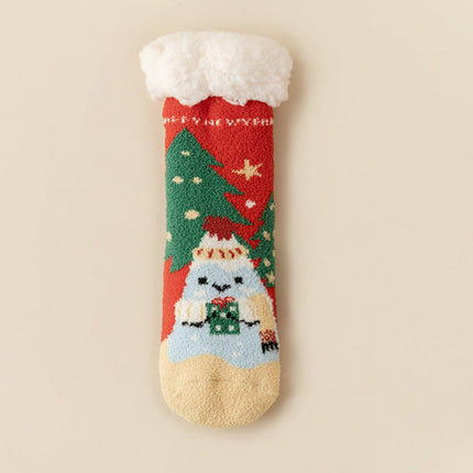 Women's Winter Thickened Warm Cute Gifts Christmas Floor Socks Lambswool Socks Mid-calf Socks 