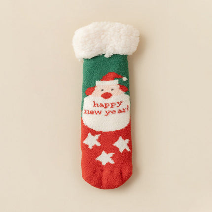 Women's Winter Thickened Warm Cute Gifts Christmas Floor Socks Lambswool Socks Mid-calf Socks 