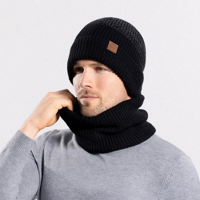 Winter Outdoor Velvet Cycling Ear Protection Warm Knitted Hat and Scarf Set 