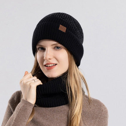 Winter Outdoor Velvet Cycling Ear Protection Warm Knitted Hat and Scarf Set 