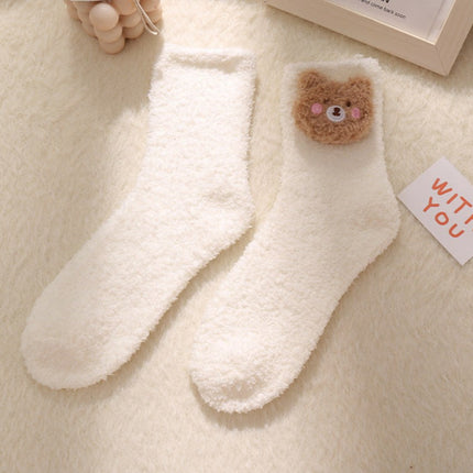 Women's Autumn Winter Thickened Velvet Warm Plush Floor Socks Cute Coral Velvet Socks