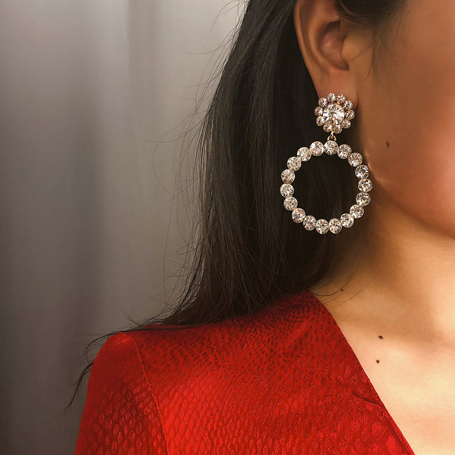 Großhandelsperlen-einfache Rhinestone-Eleganz-hängende Ohrringe