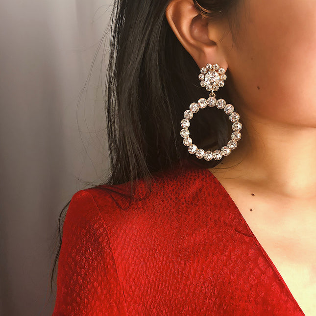 Wholesale Pearl Simple Rhinestone Elegance Pendant Earrings