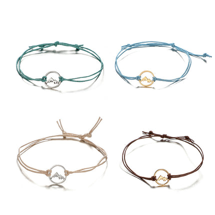 Hollow Out Round Dashan Circle Colored String Bracelet Set of Four