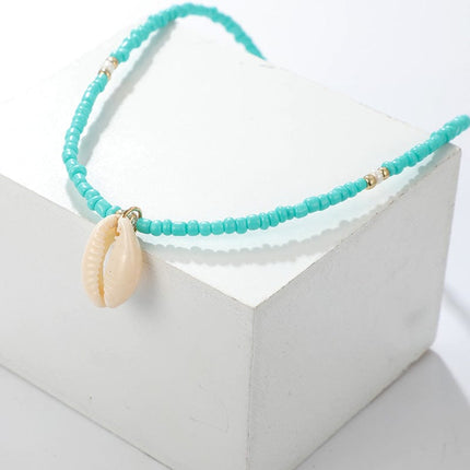 Turquoise Beaded Natural Conch Shell Choker Necklace