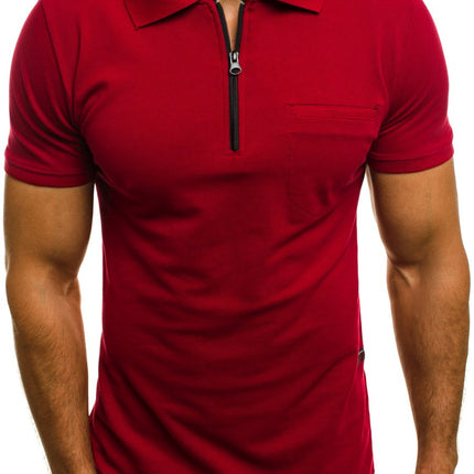 Wholesale Men's Solid Color Lapel Casual Short Sleeve Polo Shirt