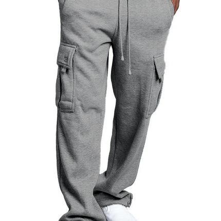 Wholesale Men's Drawstring Elastic Waist Solid Color Pocket Sports Pants