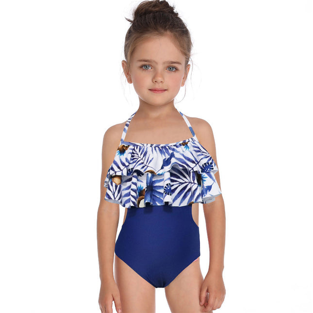 Kids Swimwear Double Flash Girls One Piece Swimwear