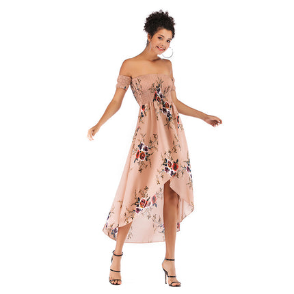 Wholesale Ladies Summer Plus Size Floral Neck Strapless Dress