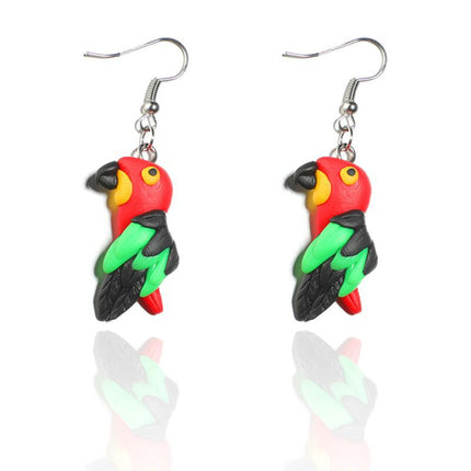 Creative Cute Colorful Simple Parrot Feather Wings Animal Cartoon Earrings