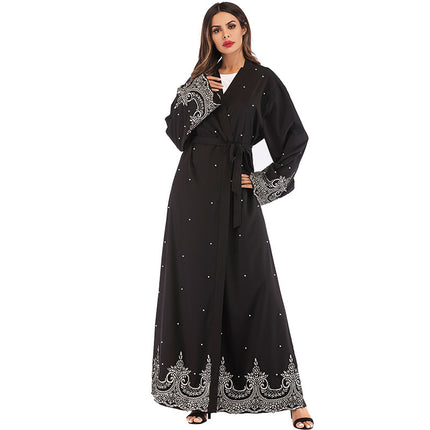 Muslim Embroidered Beaded Robe Arabian Long Cardigan