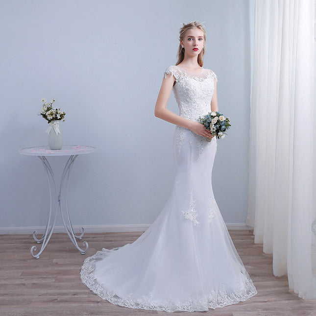 Wholesale Lace Long Mermaid Gown Slim Bridal Wedding Dress