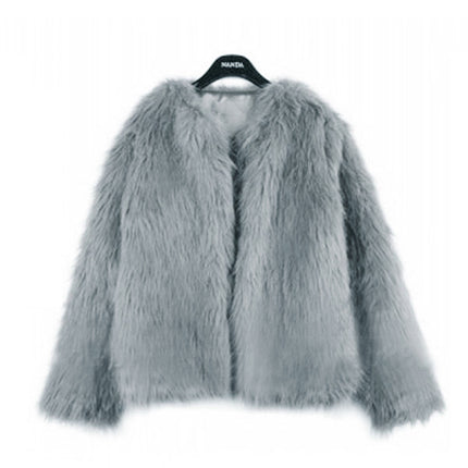 Wholesale Ladies Winter Long Sleeve Cropped Pink Faux Fur Coat
