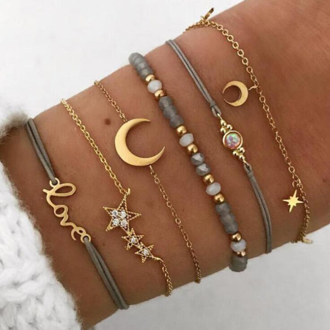 Einfaches Mode-Liebes-Pentagramm-Mond-Armband-Armband