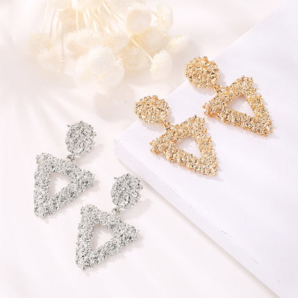 Geometric Frosted Triangle Trendy Embossed Stud Earrings