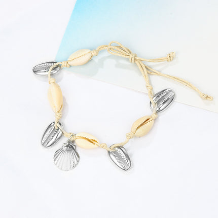 Conch Metal Shell Pendant Metal Cord Anklet