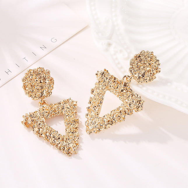 Geometric Frosted Triangle Trendy Embossed Stud Earrings