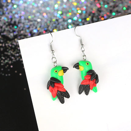 Kreative nette bunte einfache Papageien-Feder-Flügel-Tierkarikatur-Ohrringe