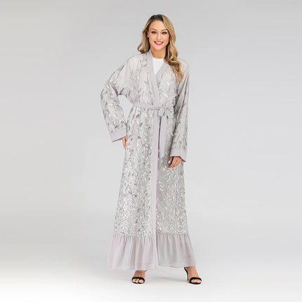 Muslim Women's Lace Cardigan Embroidered Sequined Robe