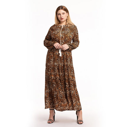 Muslimisches Damenmode-Leopardendruck-Rayon-Schlankkleid