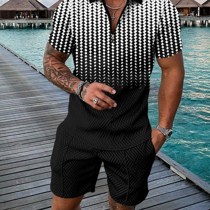 Wholesale Men's Sports Casual Short Sleeve Top Shorts Two-Piece Set