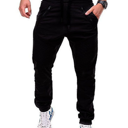 Wholesale Men's Casual Tether Double Zipper Elastic Sports Drop Pants