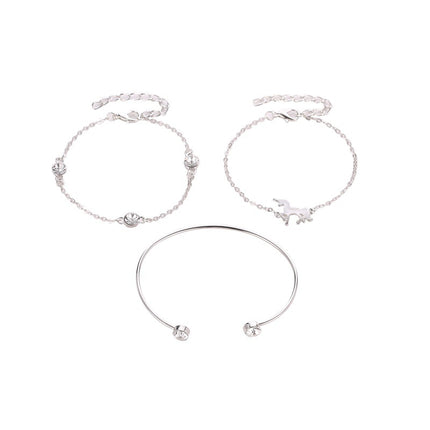 Wholesale Fashion Simple Unicorn Rhinestone Set Bangle Bracelet