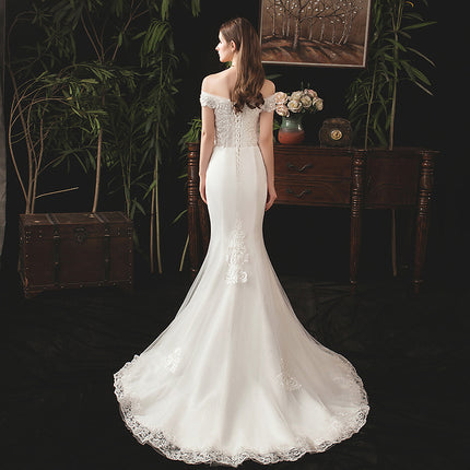 Wholesale Bridal Off Shoulder French Slim Mermaid Wedding Dress
