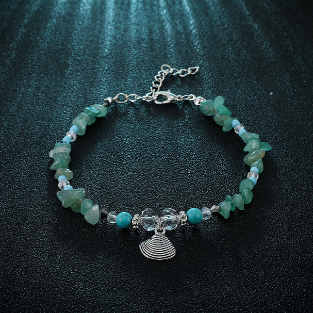 Fashion Creative Gravel Beads Turquoise Alloy Shell Single Layer Anklet