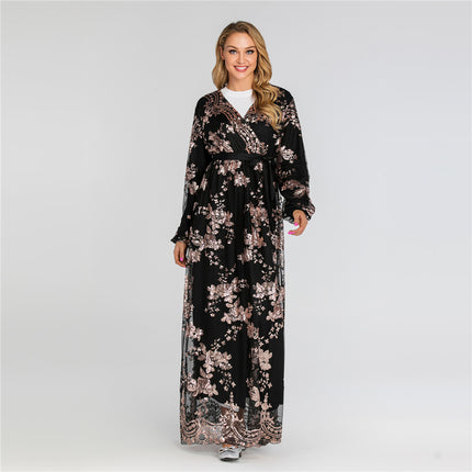 Wholesale Lace Bronzing Long Sleeve Dress Middle East Dubai