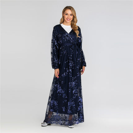 Wholesale Lace Bronzing Long Sleeve Dress Middle East Dubai