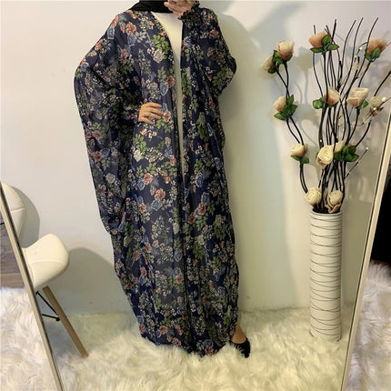 Wholesale Ladies Summer Chiffon Printed Muslim Islamic Robe