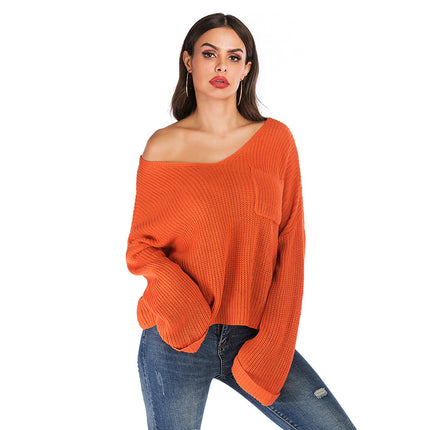 Wholesale Women's Autumn Winter Fashion Long Sleeve Solid Color Sweater