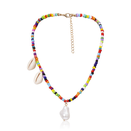 Colorful Beads Star Charm Pearl Shell Pendant Necklace