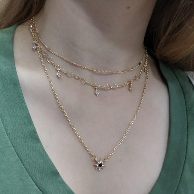 Women's Layered Star Pendant Choker Necklace