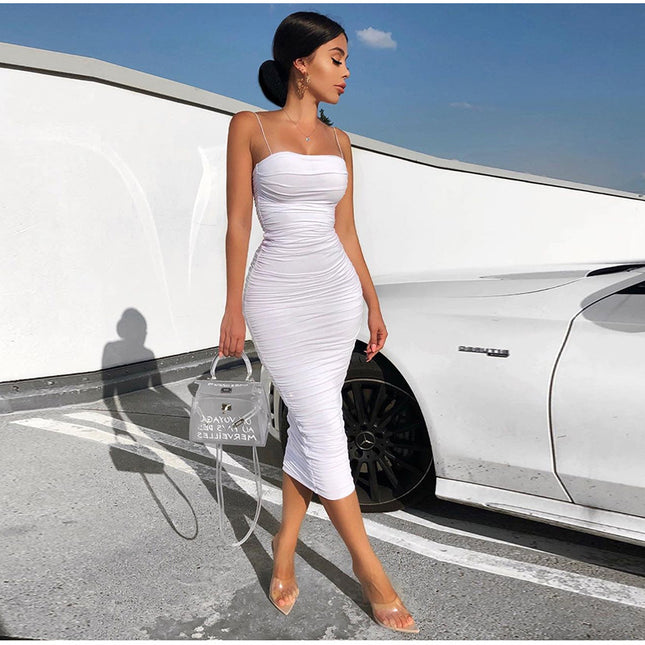 Mode der reizvollen Sommer-Großhandelsfrauen faltete Riemen-langes Kleid