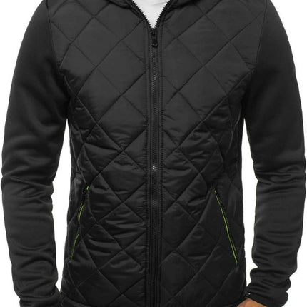 Wholesale Men's Casual Check Cardigan Zipper Hooded Hoodies Jacket