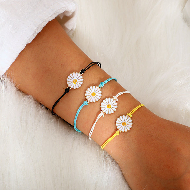 Handgefertigtes Chrysanthemen-Sonnenblumen-geflochtenes 4-teiliges Armband