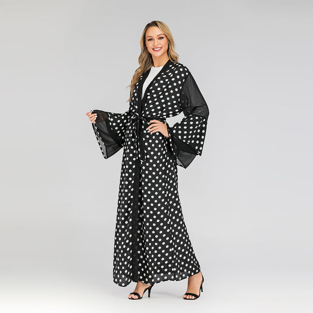 Muslim Women's Fashion Polka Dot Cardigan Robe