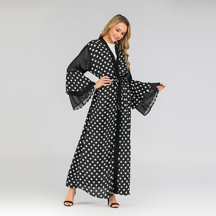 Muslim Women's Fashion Polka Dot Cardigan Robe