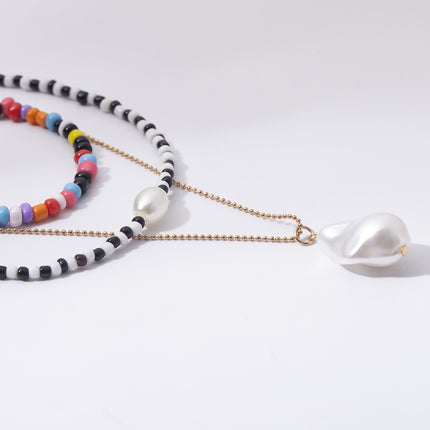 Collar de perlas en forma de borla con cuentas de arroz de varios colores